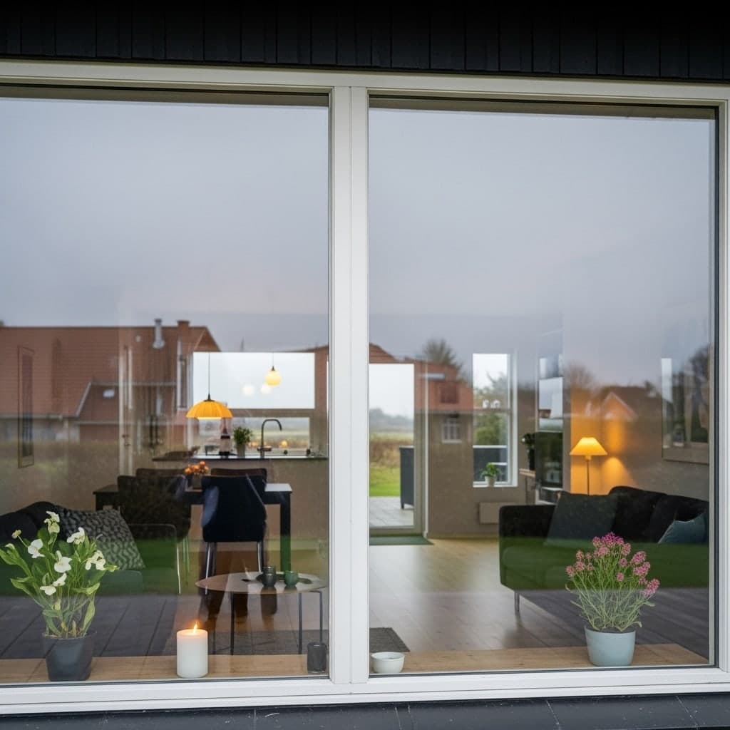 Indvendig vinduespudsning i stue i Esbjerg – klart lys og pletfrie ruder